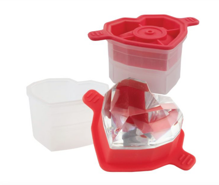 ICE MOLDS FACETED HEART S/2 STRAWBERRY SORBET