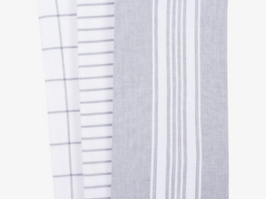 MONACO DUAL PURPOSE TERRY KITCHEN TOWELS, FROST GREY