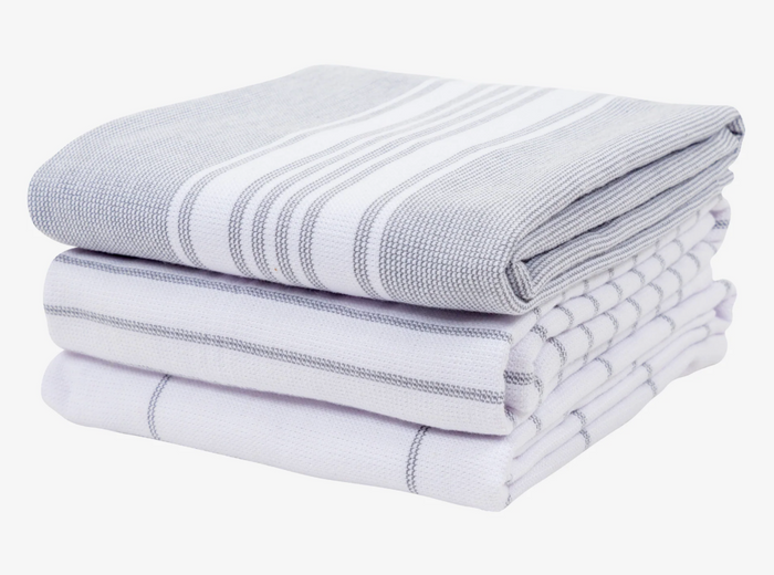 MONACO DUAL PURPOSE TERRY KITCHEN TOWELS, FROST GREY