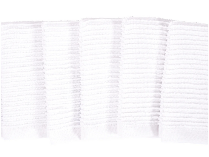 WAVE TERRY DISH CLOTH SET OF 6, WHITE