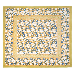 French Tablecloth Forest Harvest Mustard & Blue