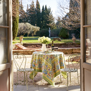 Couleur Nature French Tablecloth Jardin Blue & Vert 71 X 71"