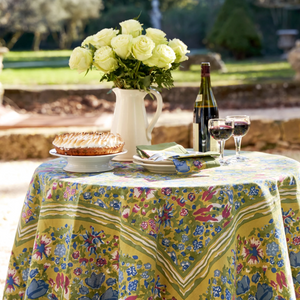 Couleur Nature French Tablecloth Jardin Blue & Vert 71 X 71"