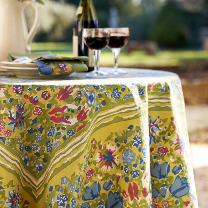 Couleur Nature French Tablecloth Jardin Blue & Vert 71 X 71"