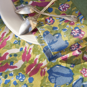 Couleur Nature French Tablecloth Jardin Blue & Vert 71 X 71"
