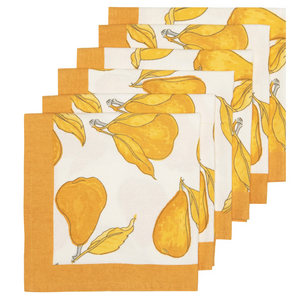 Couleur Nature Orchard Pear Napkins Mustard & Grey