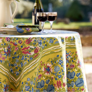 Couleur Nature French Tablecloth Jardin Blue & Vert 71 X 106"