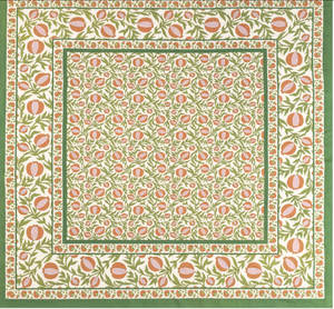 French Tablecloth Grenadine Orange & Green 71x106