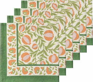 Couleur Nature Grenadine Orange and Green Napkin 19"