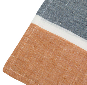 Couleur Nature Bold Stripe Linen Rust Napkin