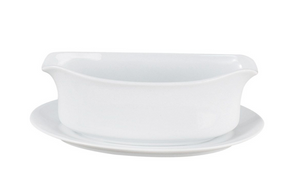 HIC Kitchen Gravy Boat with Attached Saucer, 18oz
