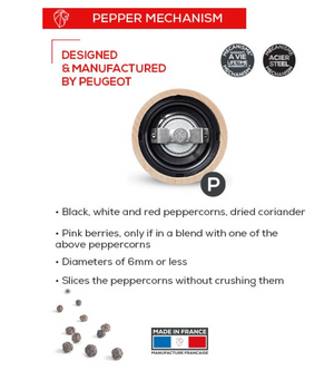 Peugeot u’Select Manual Pepper Mill, Wood, White Gloss Finish, 30 cm
