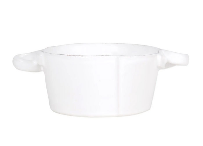 Vietri Lastra Small Handled Bowl, White
