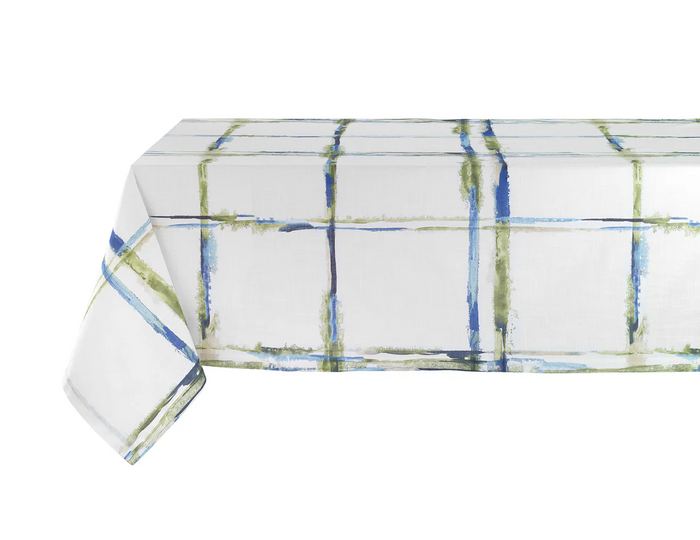 Bodrum Abstract Grid Tablecloth, 63x84"