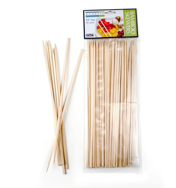 BAMBOO SKEWER - 12IN FLAT - 50 CT.