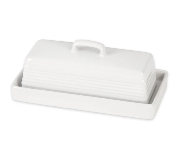 STONEWARE BUTTER DISH