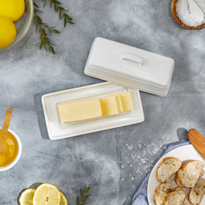 STONEWARE BUTTER DISH