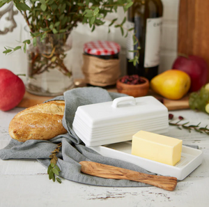 STONEWARE BUTTER DISH
