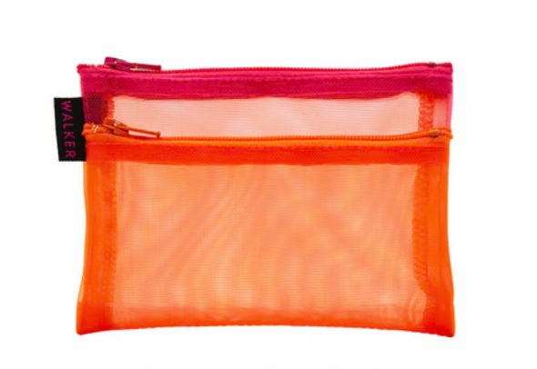 Walker Dunham Double Zipper Case, 4x5, Orange & Fuchsia