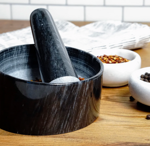 MARBLE MORTAL & PESTLE - BLACK