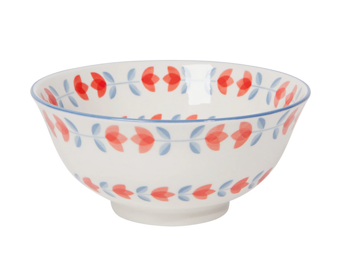 Red Tulip Stamped Bowl 6 inch