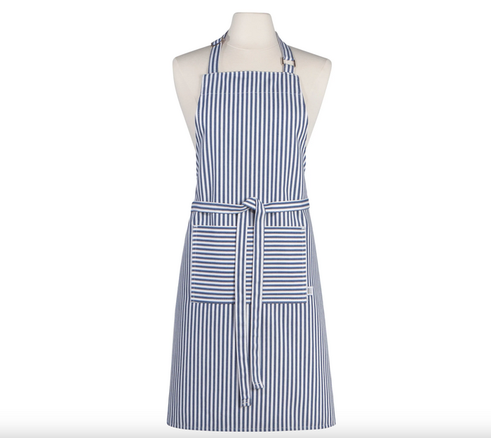 Narrow Royal Blue Stripe Cotton Chef's Apron