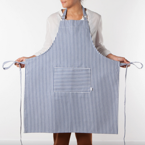 Narrow Royal Blue Stripe Cotton Chef's Apron