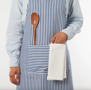 Narrow Royal Blue Stripe Cotton Chef's Apron