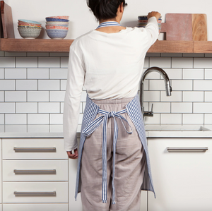 Narrow Royal Blue Stripe Cotton Chef's Apron