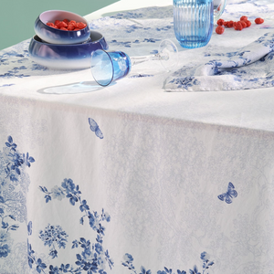 Voliere Bleu Linen Tablecloth 61"x102"