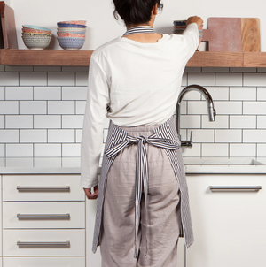 Narrow Black Stripe Cotton Chef's Apron