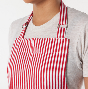 Narrow Red Stripe Chef's Apron