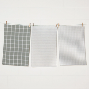 Tic Tac Toe London Gray Dishtowels Set of 3