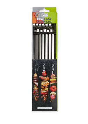 ENDURANCE STAINLESS STEEL FLAT SKEWERS SET OF 6