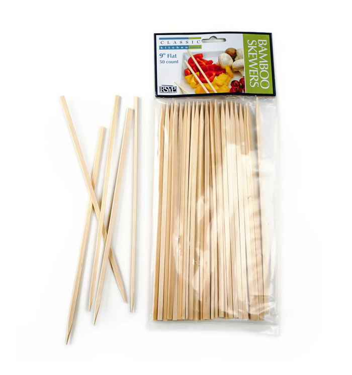 BAMBOO SKEWER - 9IN FLAT - 50 CT.