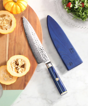 KITA Series 8-Inch Chef's Knife with Sheath, High Carbon X-7 Damascus Steel