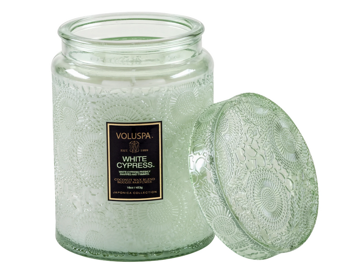 Voluspa White Cypress Large Jar Candle