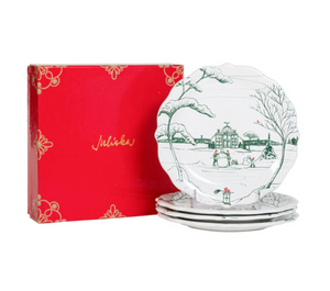 Juliska Country Estate Winter Frolic Party Plate Set of 4- Evergreen