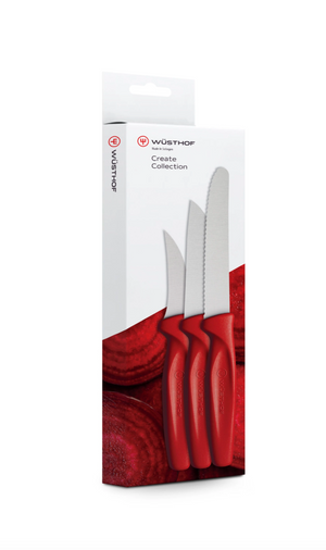 Wüsthof 3-Piece Paring Knife Set, Red