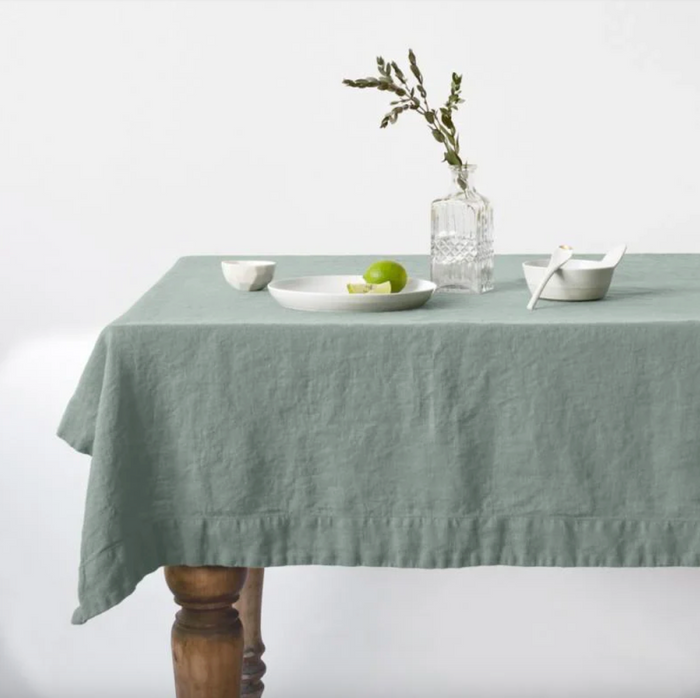 Linen Tales Green Milieu Linen Tablecloth, 55x98"