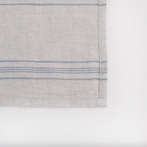 Linen Tales Grey Blue Wide Stripe Rustic Linen Table Runner, 16x59"