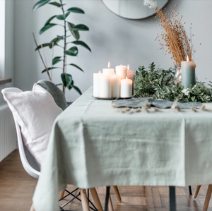 Linen Tales Sage Linen Tablecloth, 55x98"