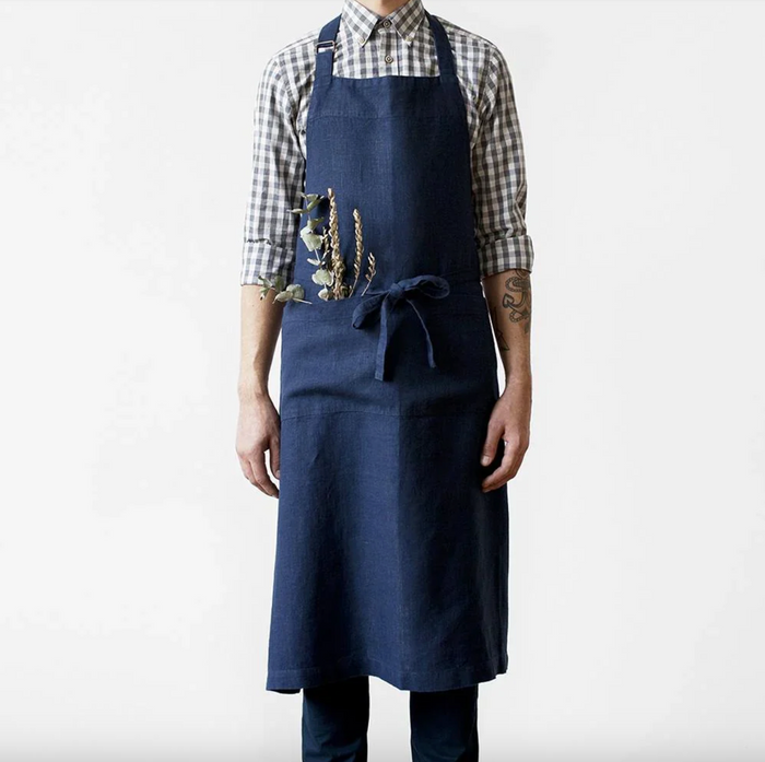Linen Tales Navy Linen Chef Apron