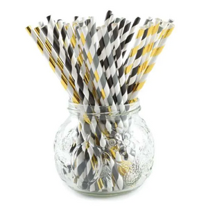 Striped Party Paper Straws, Set of 100