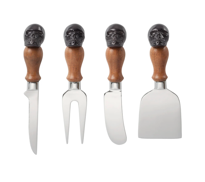 Lenox Vintro Halloween Skull Mirror 4 Piece Cheese Set