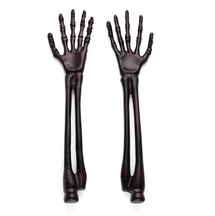 Lenox Vintro Halloween Skeleton Black Satin 2 Piece Salad Servers