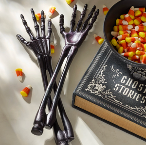 Lenox Vintro Halloween Skeleton Black Satin 2 Piece Salad Servers