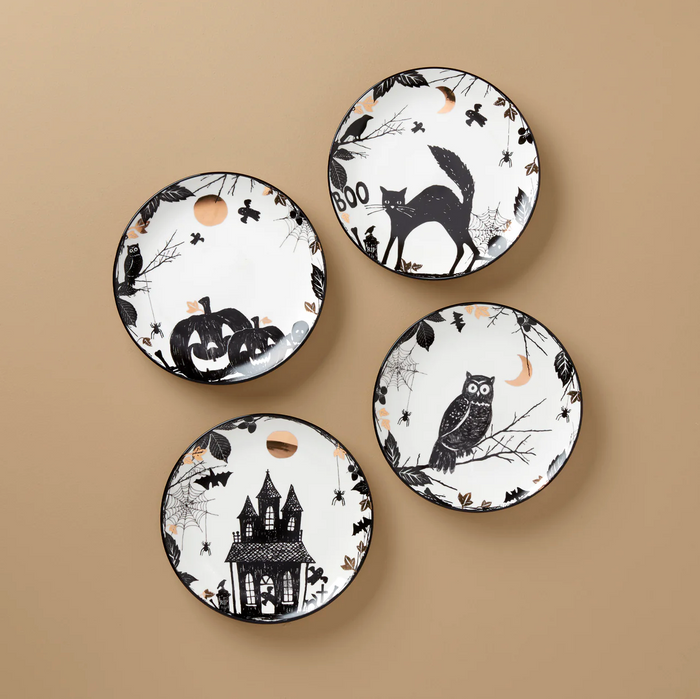 Lenox Vintage Halloween Haunted Accent Plates - Set of 4