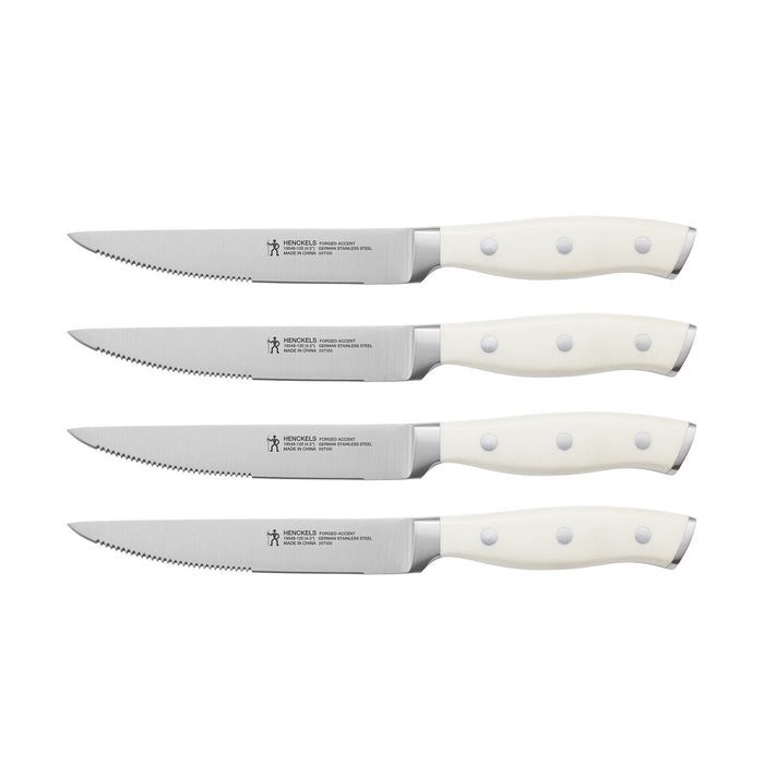HENCKELS FORGED ACCENT 4-PC, STEAK KNIFE SET - WHITE