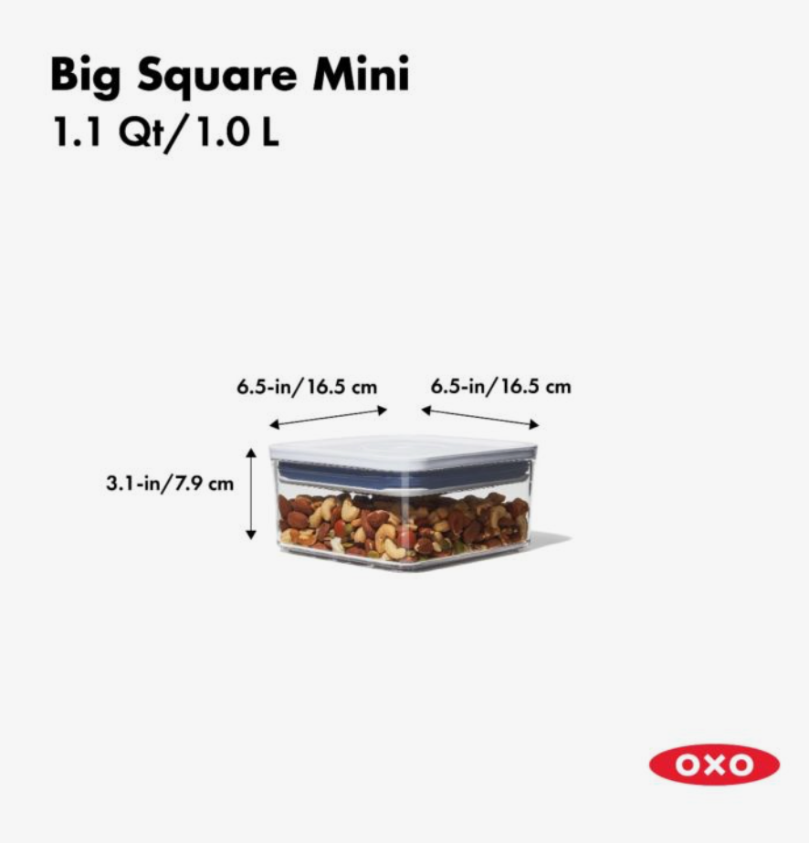 OXO POP Container, Big Square Mini 1.1 qt. – i Leoni